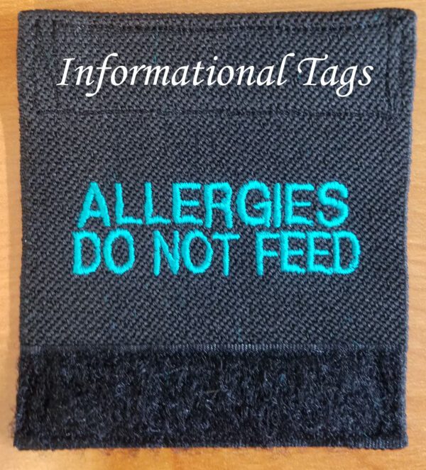 A label that says allergies do not feed.
