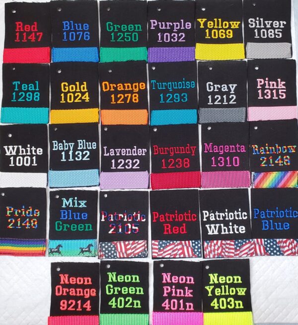 A bunch of different colors and numbers on the back of some socks