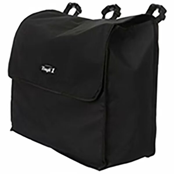 A black bag with three handles on the side.