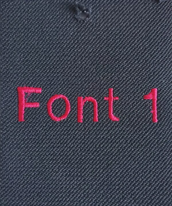 A close up of the font 1 on a shirt